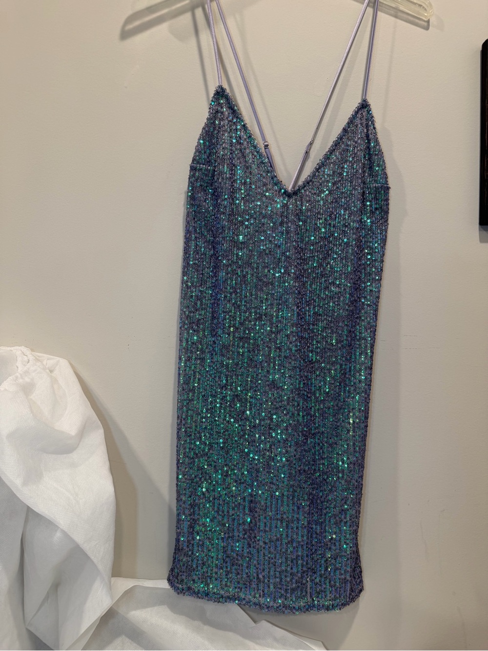 Victorias Secret Iridescent Sequin Slip Dress with Spaghetti Straps
